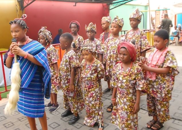 Culture Day performance with staff and pupils on stage
